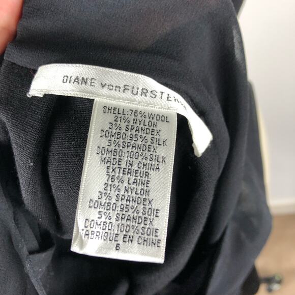 DIANE VON FURSTENBERG DVF Black Wool Blend Abaje Midi Dress Size 6 LBD Classic - Picture 5 of 5
